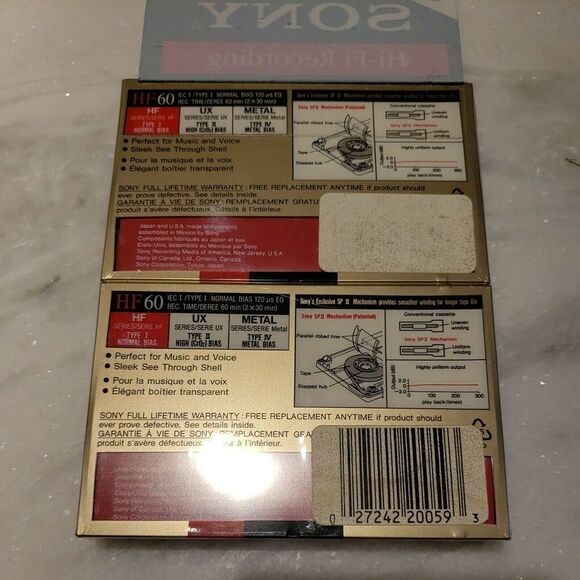 Sony High Fidelity HF 60 Minute‎ Audio Recording Blank Cassette Tapes 2 - Picture 3 of 3